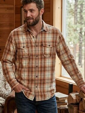 RedHead Brand Co. Rust Orange Plaid Button Down Shirt - Men's Large Tall Rustic